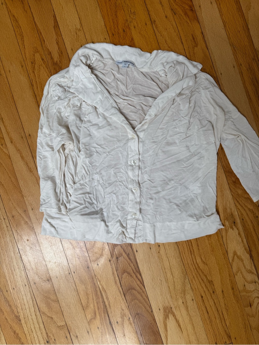 James Perse Cream Button-Front Hooded Shirt